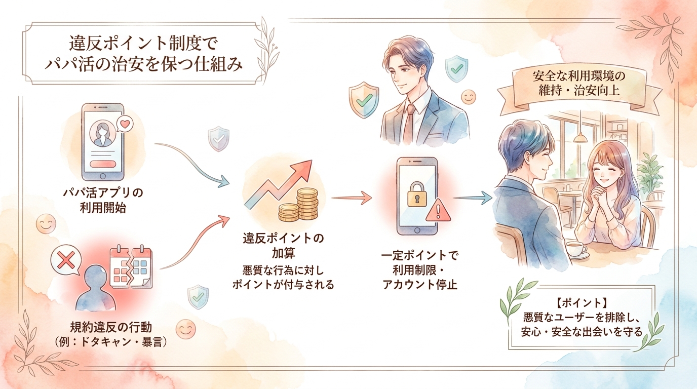 違反ポイント制度でパパ活の治安を保つ仕組み